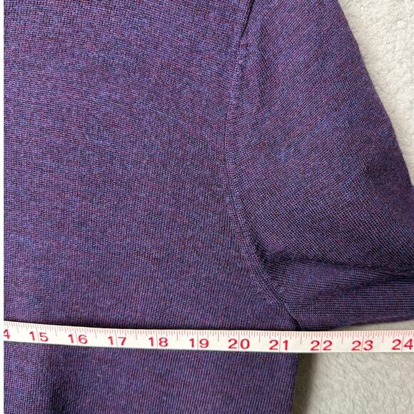 Jos. A. Banks Merino Wool V-Neck Sweater Purple Size L Traveler Preppy Office - Picture 3 of 8